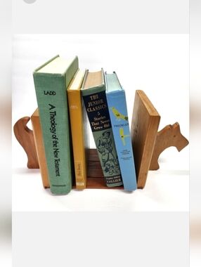 MCM Wooden Scottie Dog Bookends Vintage
